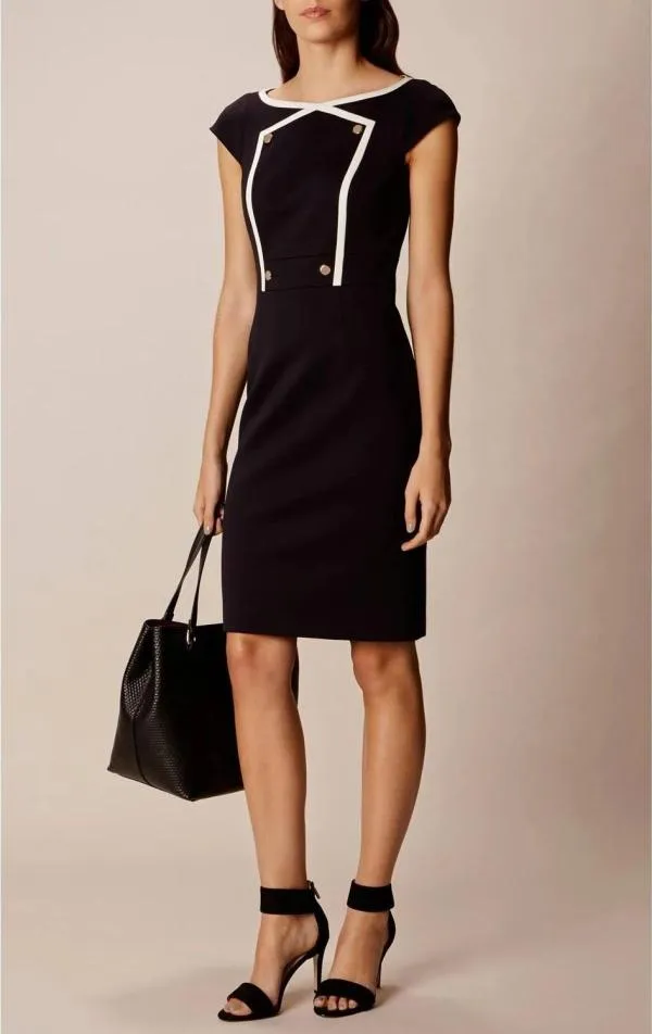 Rochie casual Karen Millen EU 36 | Bleumarin, Midi, Fără mâneci, Petite, Monocrom, Bumbac - Image 2