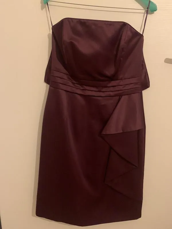 Rochie de ocazie Shubette UK 8 | Burgundy, Midi, Fără mâneci, Monocrom, Satinat, Poliester - Image 2