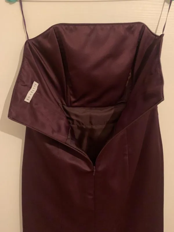Rochie de ocazie Shubette UK 8 | Burgundy, Midi, Fără mâneci, Monocrom, Satinat, Poliester - Image 4