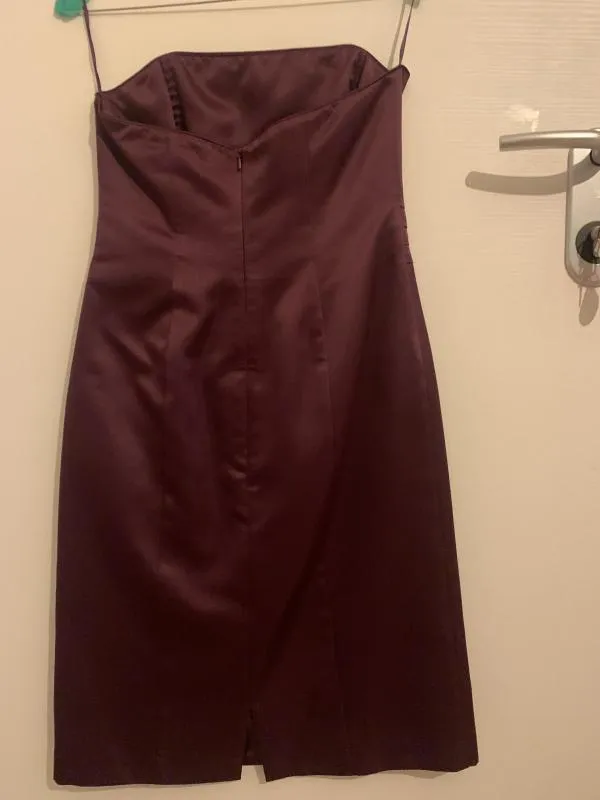 Rochie de ocazie Shubette UK 8 | Burgundy, Midi, Fără mâneci, Monocrom, Satinat, Poliester - Image 3