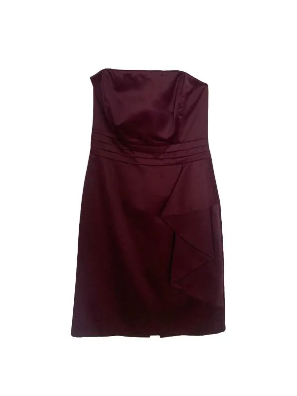 Rochie de ocazie Shubette UK 8 | Burgundy, Midi, Fără mâneci, Monocrom, Satinat, Poliester