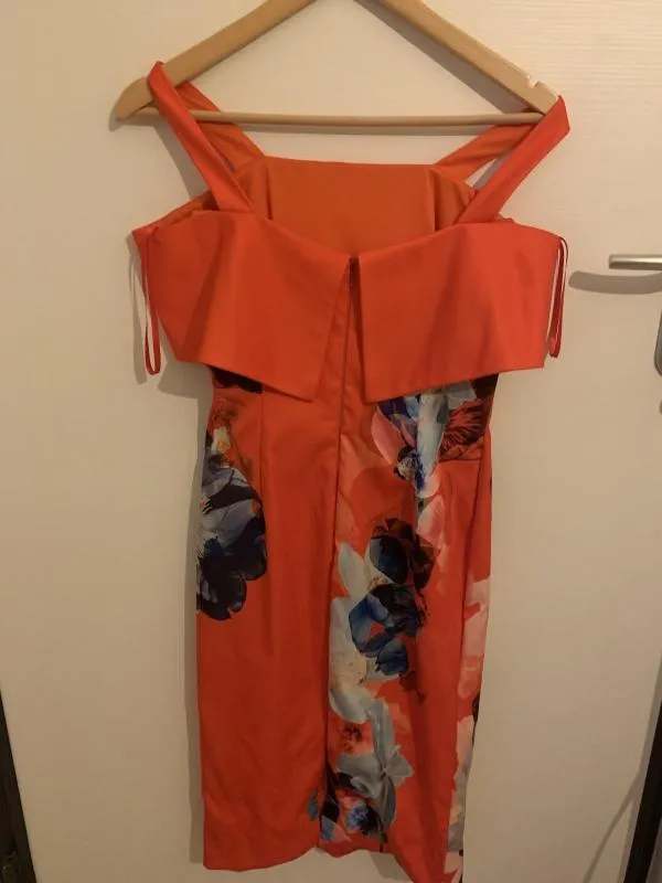 Rochie de seară Coast UK 8 | Roșu, Midi, Bretele subțiri, Floral & Tropical, Volane, Poliester - Image 6