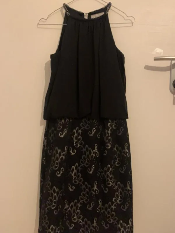 Rochie de seară Coast UK 8 | Negru, Midi, Bretele după gât, Monocrom, Dantelă, Vâscoză - Image 2