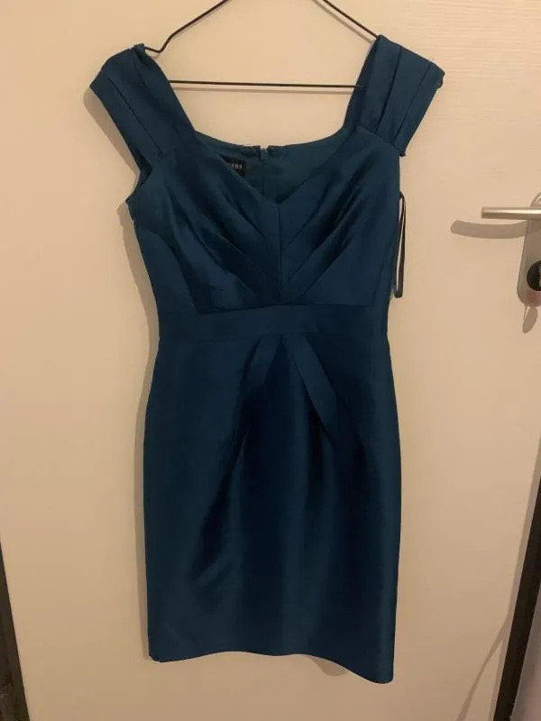 Rochie de seară HOBBS UK 8 | Albastru, Midi, Fără mâneci, Monocrom, Pliuri, Raion - Image 2