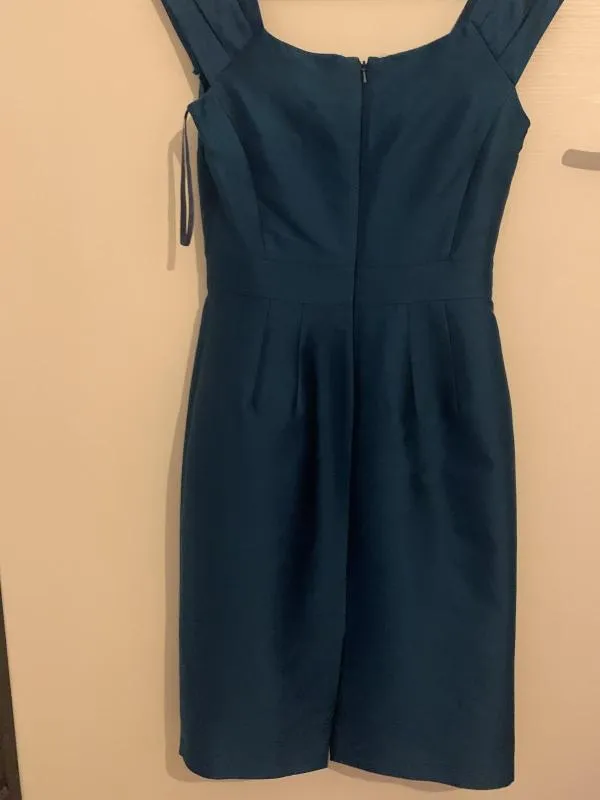 Rochie de seară HOBBS UK 8 | Albastru, Midi, Fără mâneci, Monocrom, Pliuri, Raion - Image 3