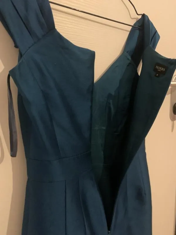 Rochie de seară HOBBS UK 8 | Albastru, Midi, Fără mâneci, Monocrom, Pliuri, Raion - Image 5