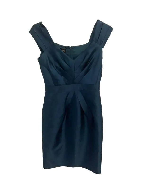Rochie de seară HOBBS UK 8 | Albastru, Midi, Fără mâneci, Monocrom, Pliuri, Raion