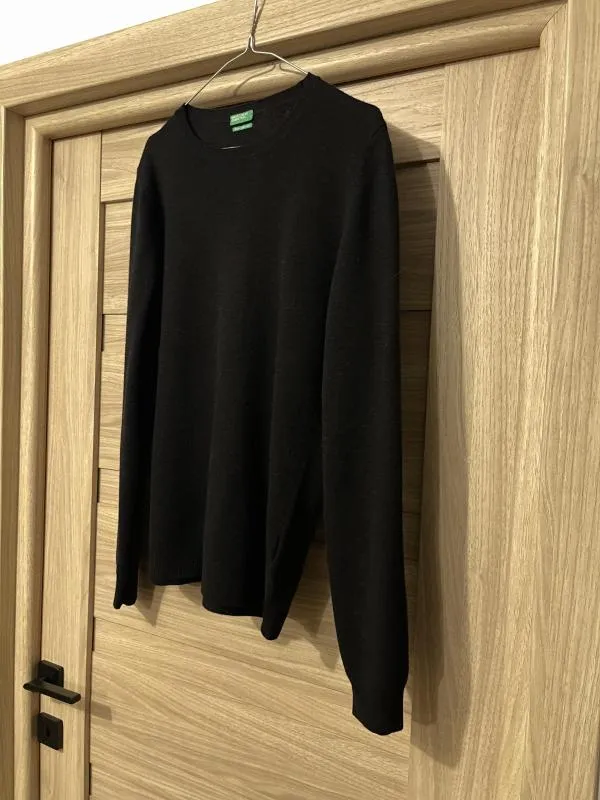 Pulover la baza gâtului United Colors of Benetton EU 40 | Negru, Normal, Mânecă lungă, Regular fit, Lână - Image 5