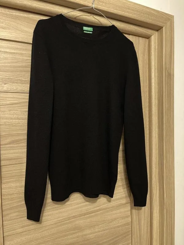 Pulover la baza gâtului United Colors of Benetton EU 40 | Negru, Normal, Mânecă lungă, Regular fit, Lână - Image 6