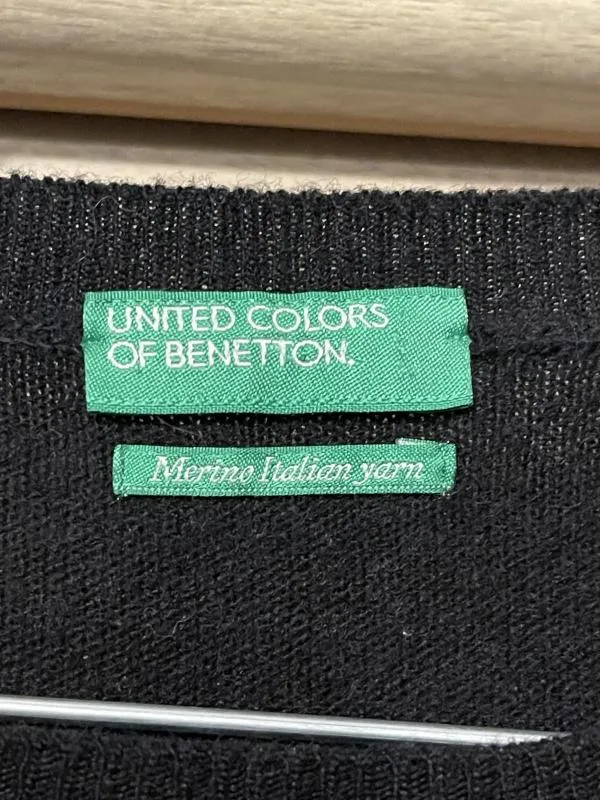 Pulover la baza gâtului United Colors of Benetton EU 40 | Negru, Normal, Mânecă lungă, Regular fit, Lână - Image 7
