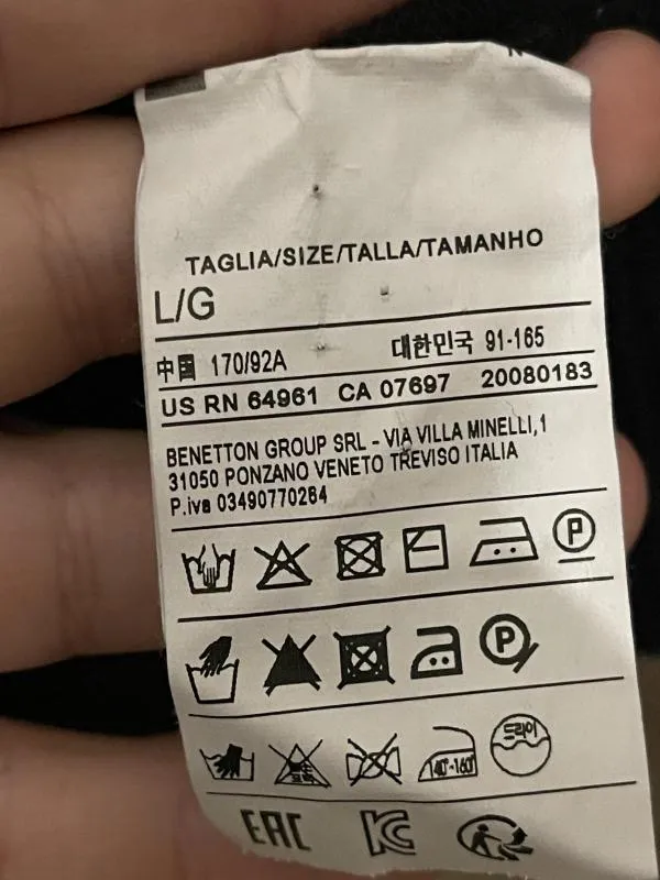 Pulover la baza gâtului United Colors of Benetton EU 40 | Negru, Normal, Mânecă lungă, Regular fit, Lână - Image 8