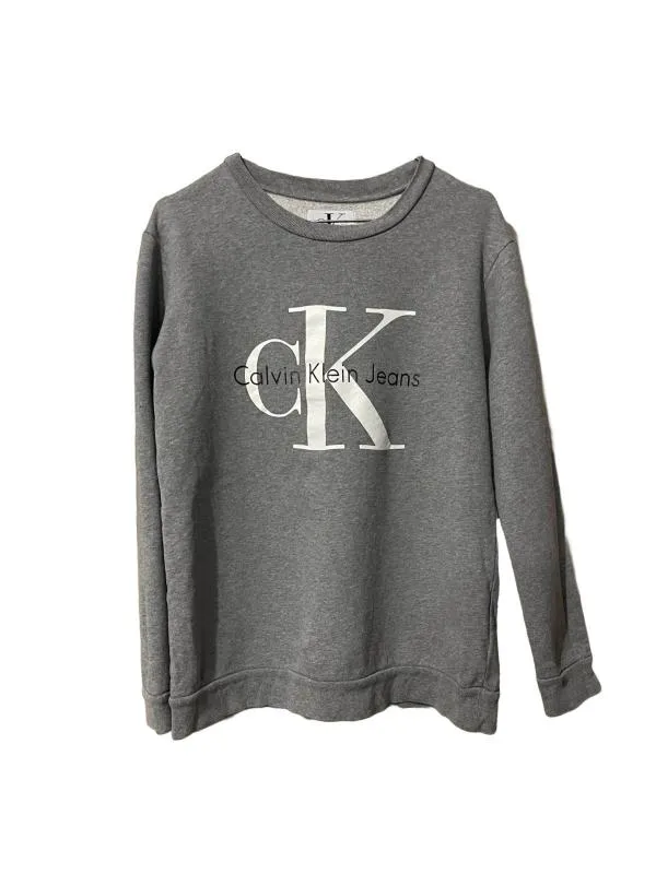 Bluză Calvin Klein S | Gri, Normal, Mânecă lungă, Logo, Bumbac