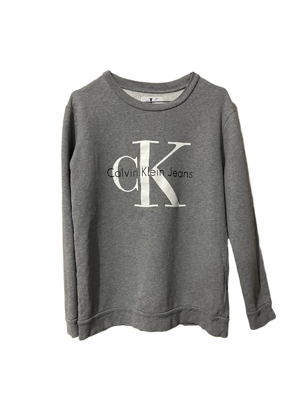 Bluză Calvin Klein S | Gri, Normal, Mânecă lungă, Logo, Bumbac