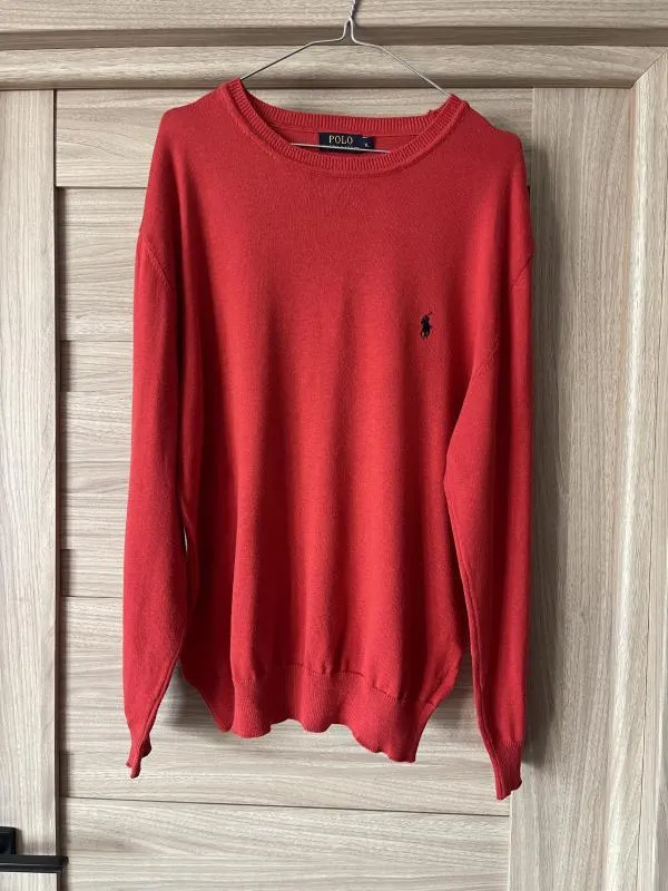 Pulover la baza gâtului Polo Ralph Lauren XL | Roșu, Mânecă lungă, Bumbac - Image 9