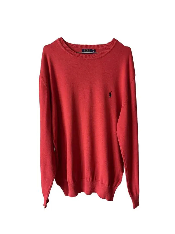 Pulover la baza gâtului Polo Ralph Lauren XL | Roșu, Mânecă lungă, Bumbac