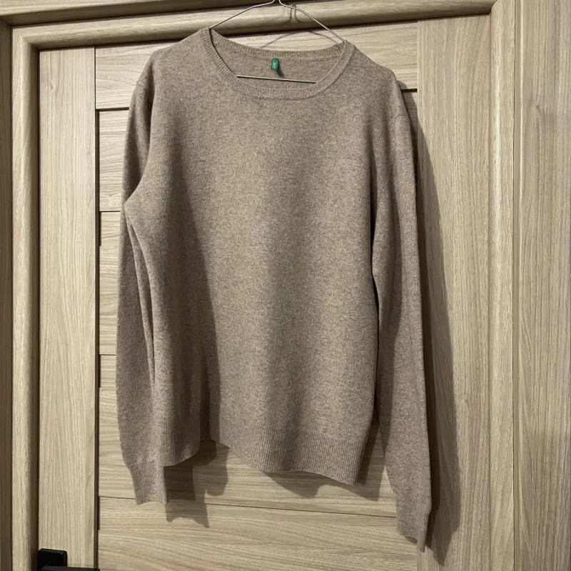 Pulover la baza gâtului United Colors of Benetton XL | Bej, Normal, Mânecă lungă, Regular fit, Lână - Image 4