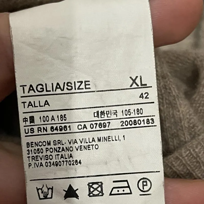 Pulover la baza gâtului United Colors of Benetton XL | Bej, Normal, Mânecă lungă, Regular fit, Lână - Image 7