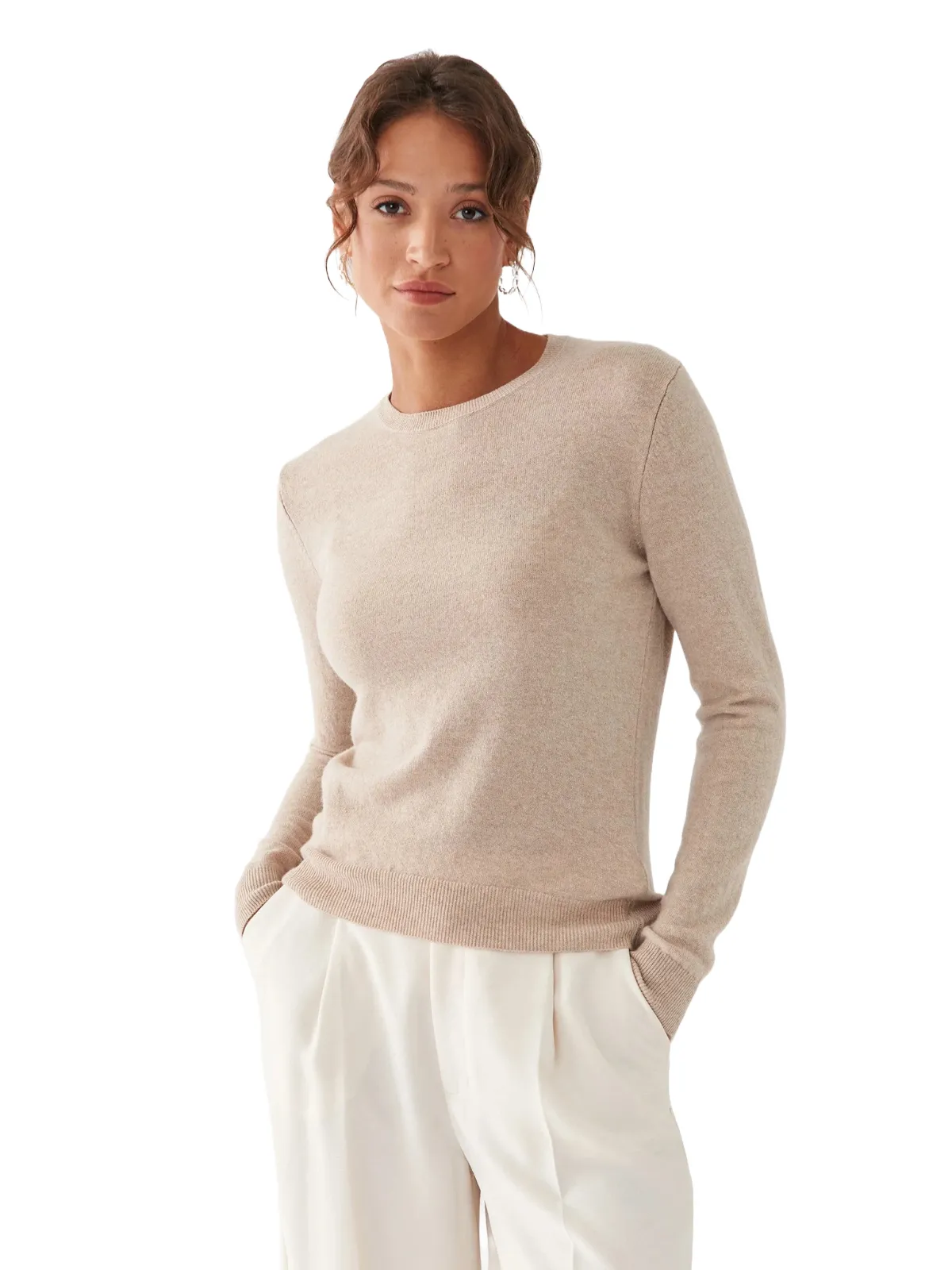 Pulover la baza gâtului United Colors of Benetton XL | Bej, Normal, Mânecă lungă, Regular fit, Lână