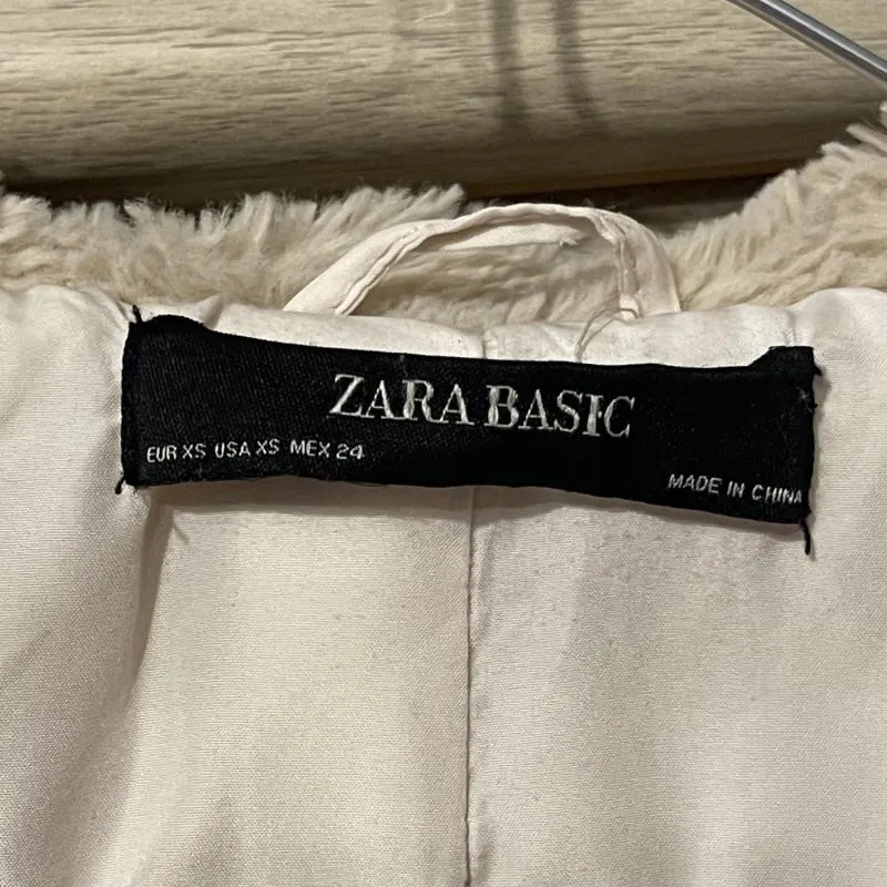 Geacă din blană Zara XS | Crem, Cu glugă - Image 4