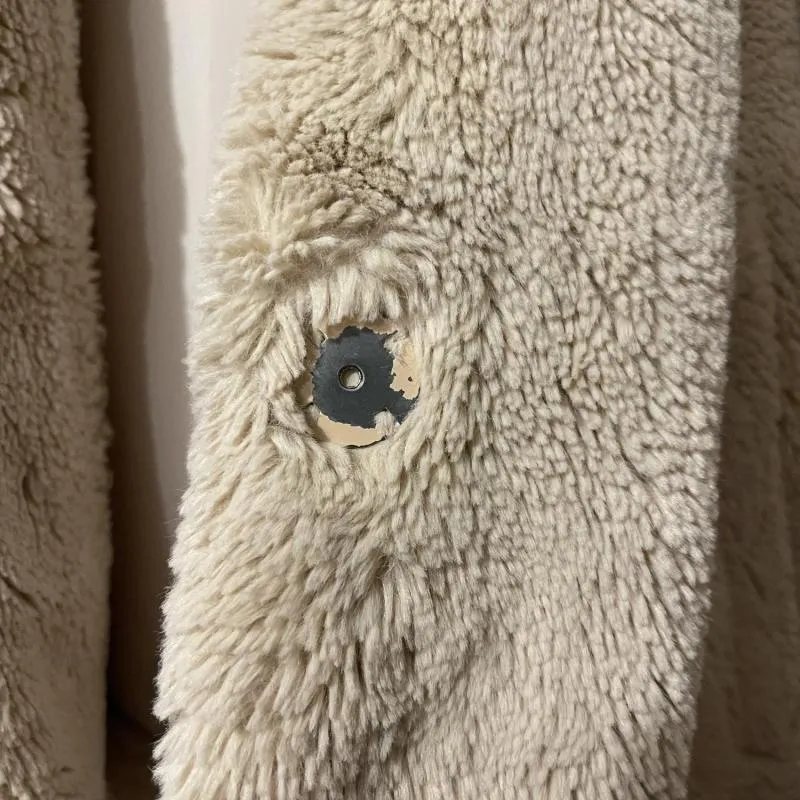 Geacă din blană Zara XS | Crem, Cu glugă - Image 7