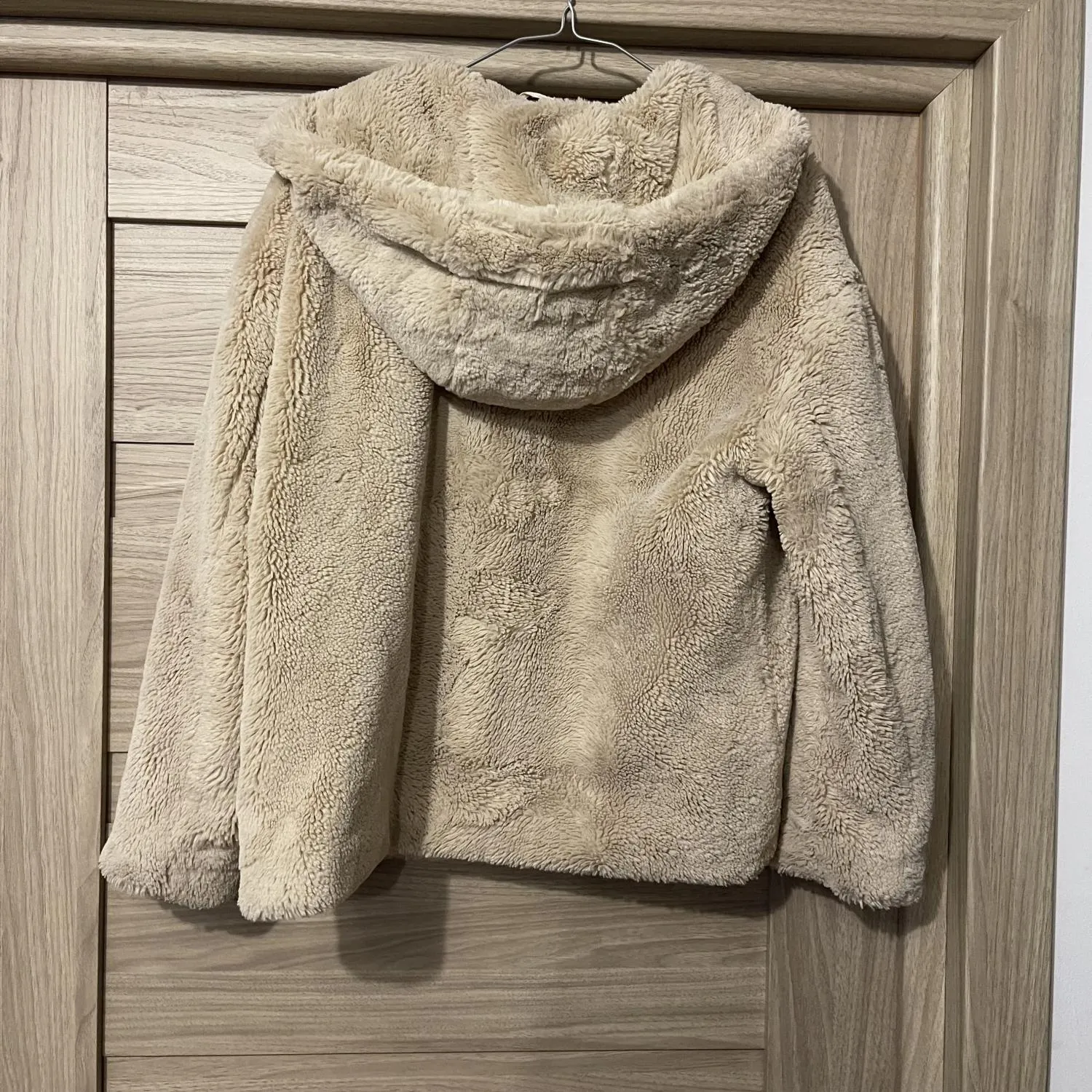 Geacă din blană Zara XS | Crem, Cu glugă - Image 6