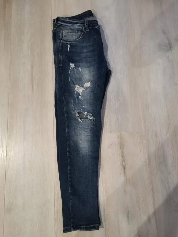Blugi Denim house EU 42 | Albastru, Talie medie, Slim fit, Rupți Cu tăieturi - Image 2