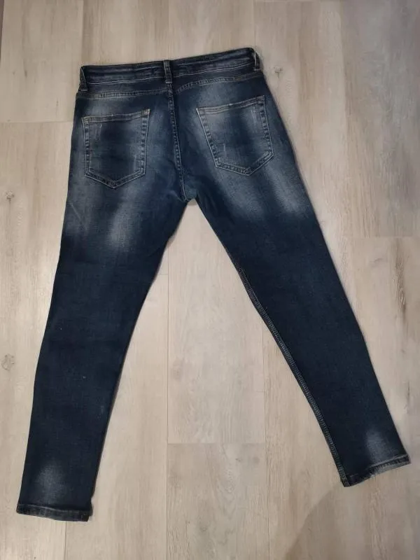 Blugi Denim house EU 42 | Albastru, Talie medie, Slim fit, Rupți Cu tăieturi - Image 3