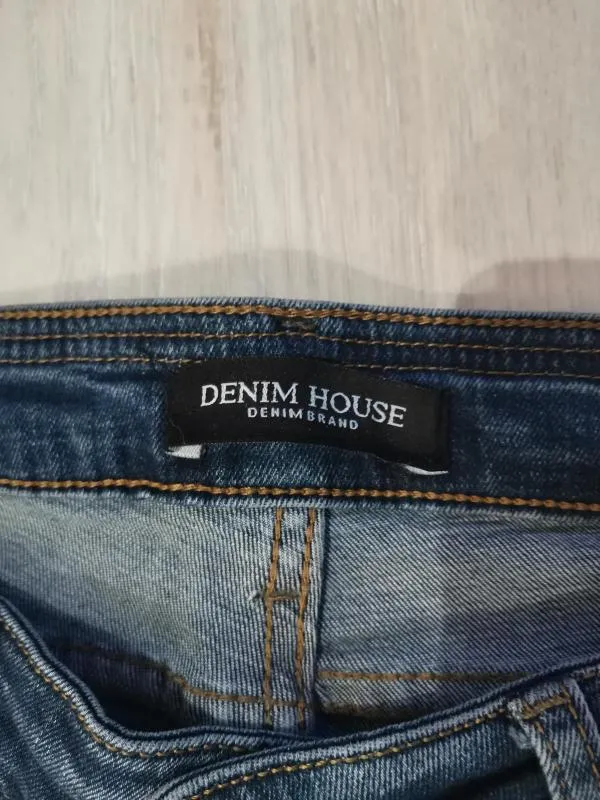 Blugi Denim house EU 42 | Albastru, Talie medie, Slim fit, Rupți Cu tăieturi - Image 4