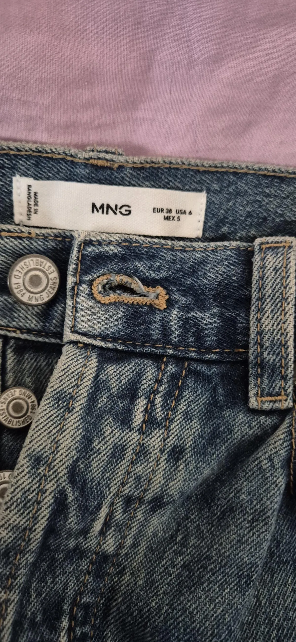 Blugi Mango EU 38 | Albastru, Lungi, Talie înaltă, Wide Leg fit, Denim - Image 9