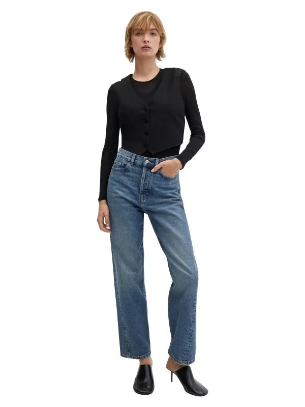 Blugi Mango EU 38 | Albastru, Lungi, Talie înaltă, Wide Leg fit, Denim