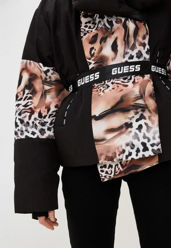 Geacă de iarnă Guess XS | Negru, Fără glugă, Animal print, Poliester - Image 5