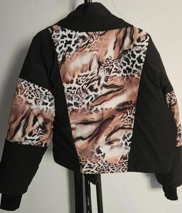Geacă de iarnă Guess XS | Negru, Fără glugă, Animal print, Poliester - Image 7