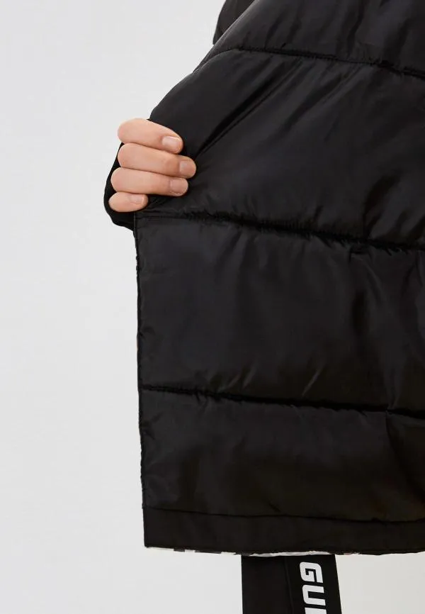 Geacă de iarnă Guess XS | Negru, Fără glugă, Animal print, Poliester - Image 4