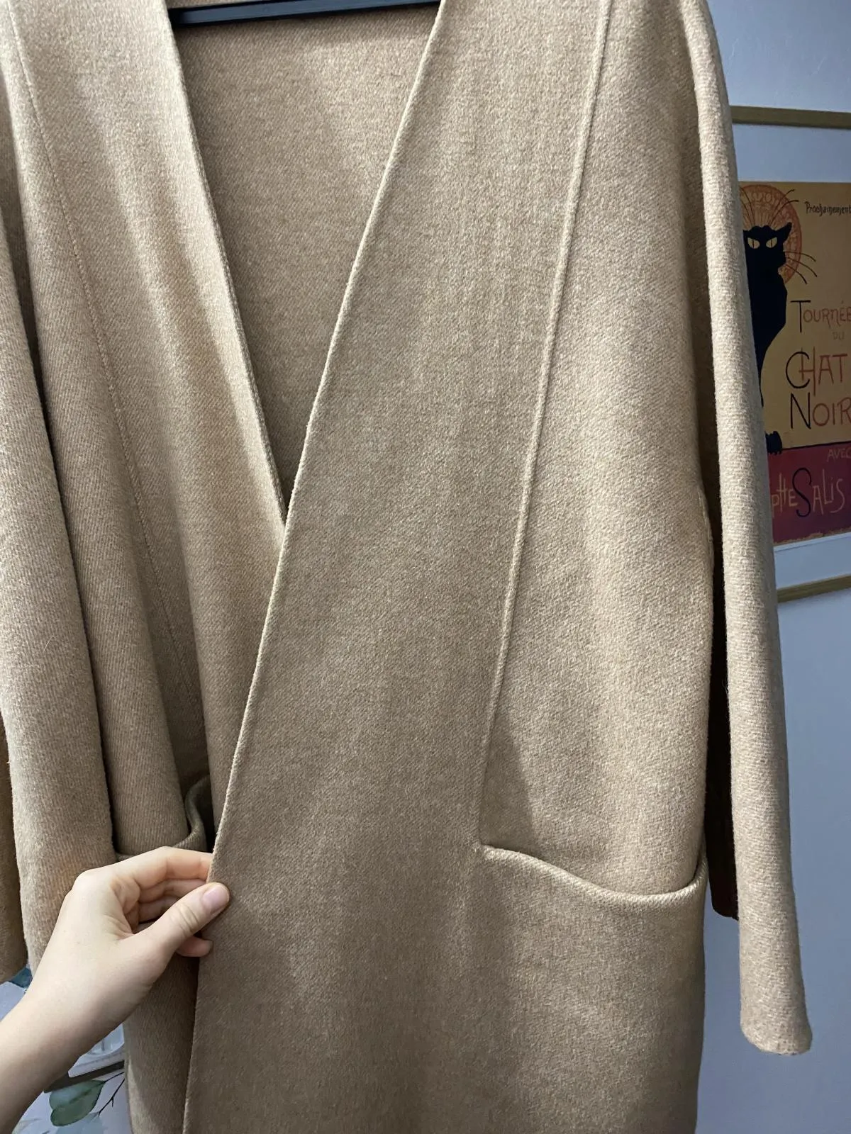 Capă Zara M | Bej, Fără glugă, Lână - Image 3