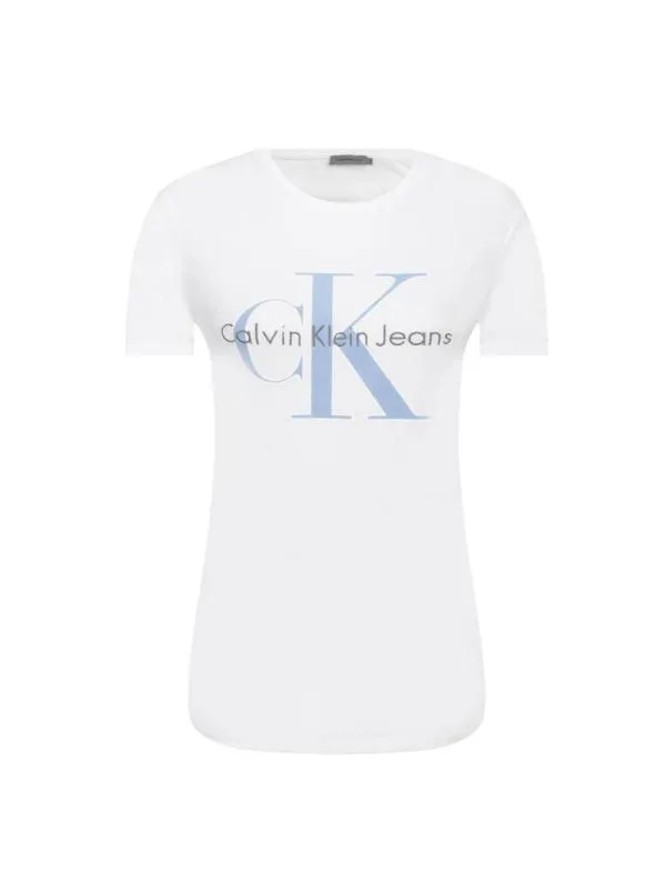 Tricou Calvin Klein EU 38 | Alb, Normal, Mânecă scurtă, Logo, Bumbac