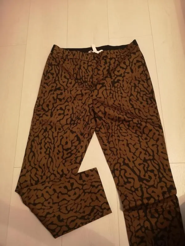 Pantaloni H&M EU 44 | Caramel, Lungi, Talie înaltă, Tapered (Conici) fit, Carouri, Bumbac - Image 5