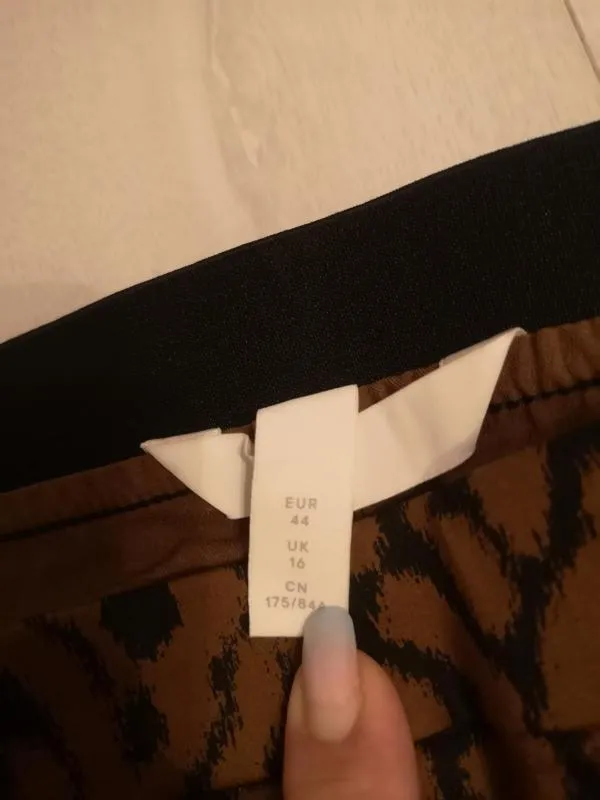 Pantaloni H&M EU 44 | Caramel, Lungi, Talie înaltă, Tapered (Conici) fit, Carouri, Bumbac - Image 6