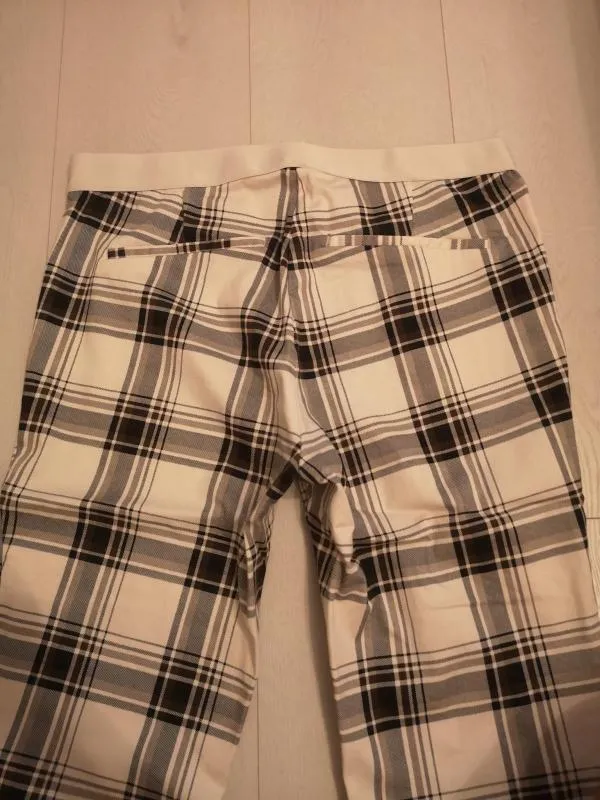 Pantaloni H&M EU 44 | Caramel, Lungi, Talie înaltă, Tapered (Conici) fit, Carouri, Bumbac - Image 7