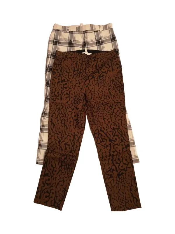Pantaloni H&M EU 44 | Caramel, Lungi, Talie înaltă, Tapered (Conici) fit, Carouri, Bumbac