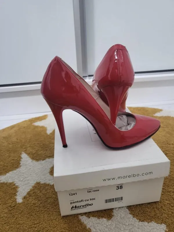Pantofi cu toc înalt Marelbo EU 38 | Roșu, Piele lăcuită - Image 7
