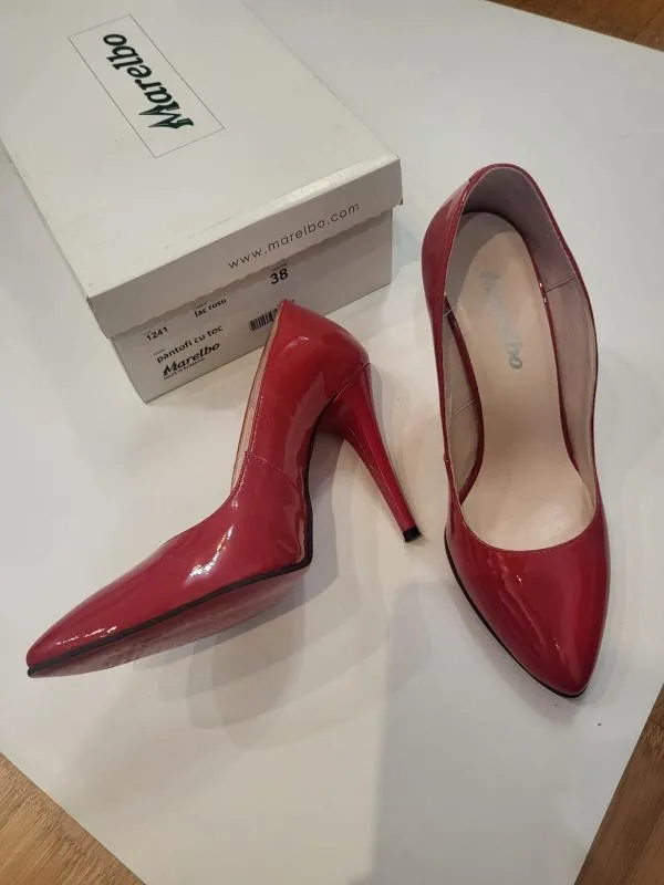 Pantofi cu toc înalt Marelbo EU 38 | Roșu, Piele lăcuită - Image 3