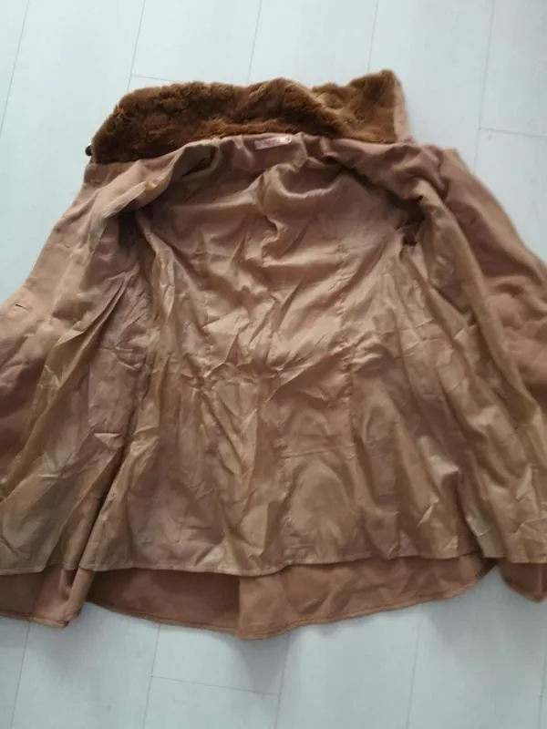 Palton scurt S-M | Caramel, Fără glugă, Blană artificială - Image 10