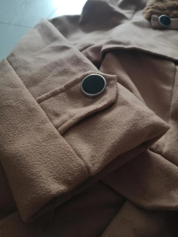 Palton scurt S-M | Caramel, Fără glugă, Blană artificială - Image 5