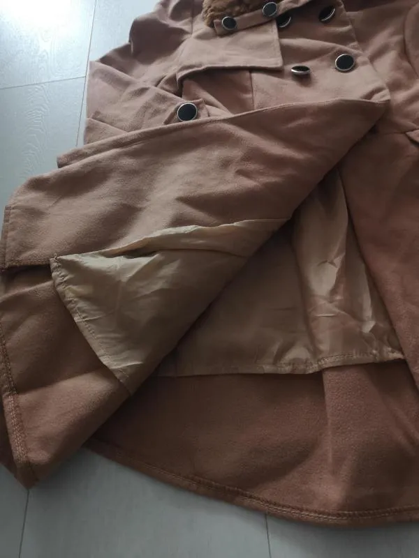 Palton scurt S-M | Caramel, Fără glugă, Blană artificială - Image 6
