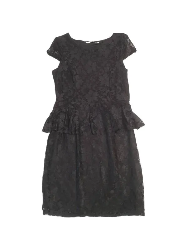 Rochie casual New Look EU 38 | Negru, Midi, Mânecă scurtă, Dantelă