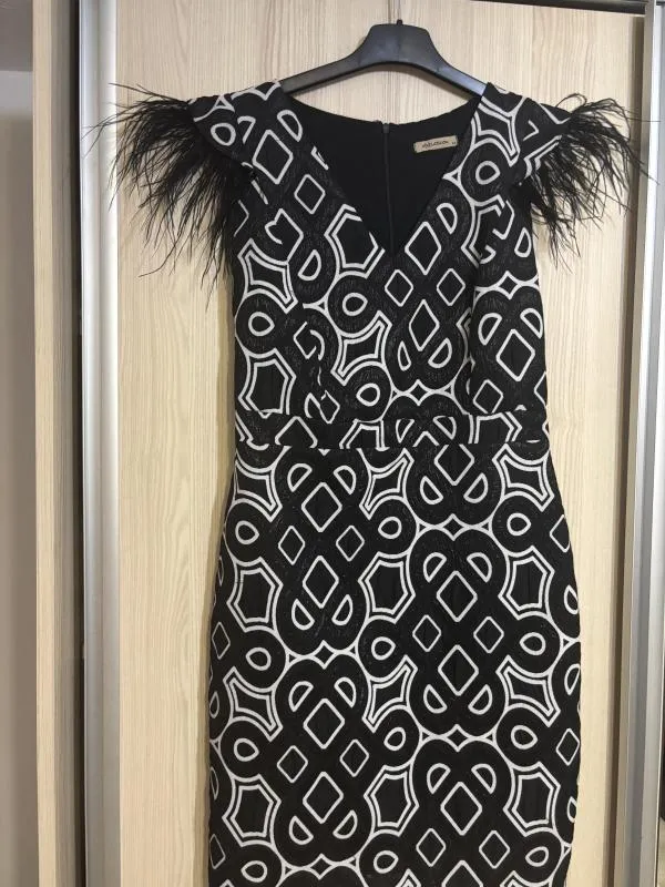 Rochie de seară Explosion EU 40 | Negru, Midi, Mânecă scurtă, Abstract & Color Block - Image 2