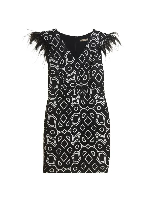 Rochie de seară Explosion EU 40 | Negru, Midi, Mânecă scurtă, Abstract & Color Block