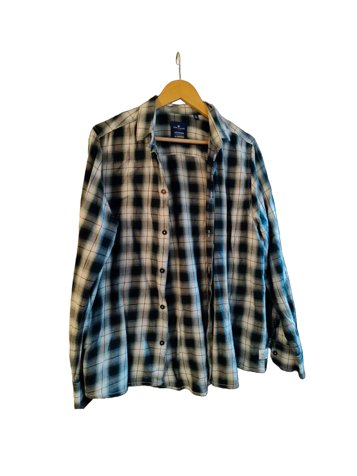 Cămașă cu carouri Tom Tailor XL | Verde, Mânecă lungă, Carouri, Bumbac