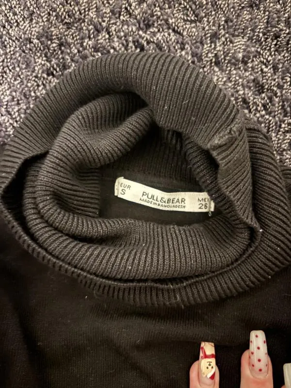 Pulover cu guler înalt Pull&Bear EU 36 | Negru, Normal, Mânecă lungă, Regular fit - Image 4