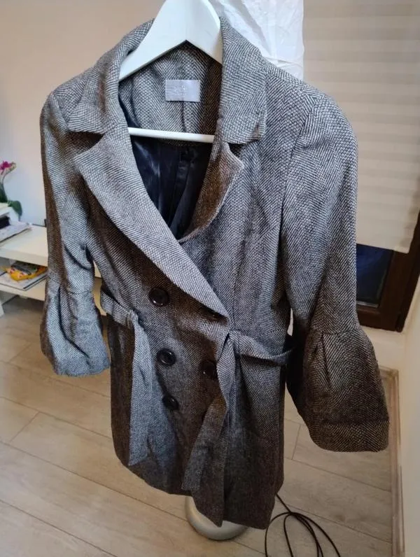 Palton din lână Ayette EU 36 | Gri, Fără glugă, Lână - Image 4